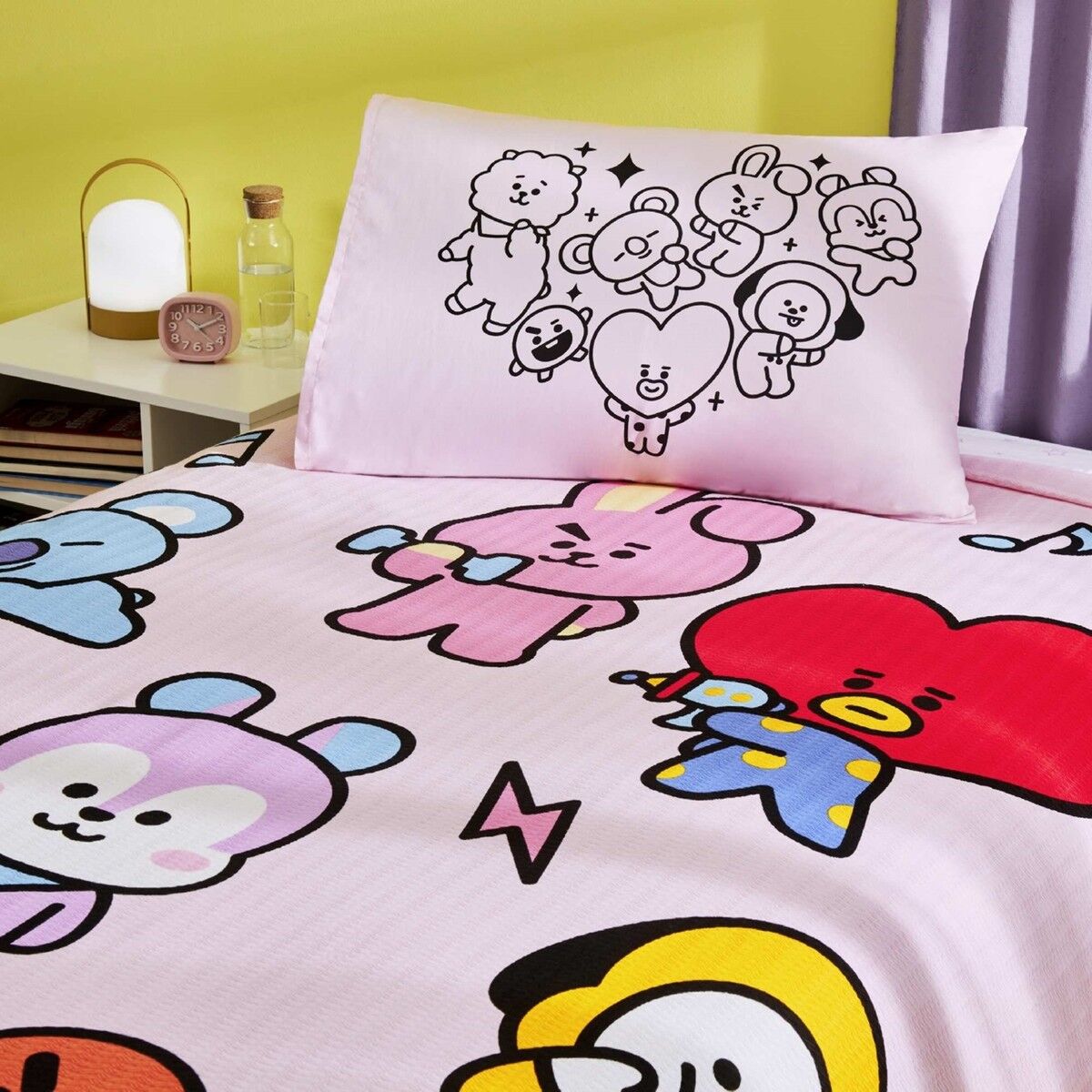 TAÇ BT21 LİSANSLI TEK KİŞİLİK PİKE TAKIMI