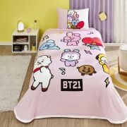 TAÇ BT21 LİSANSLI TEK KİŞİLİK PİKE TAKIMI