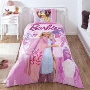 TAÇ BARBİE PİNK POWER TEK KİŞİLİK LİSANSLI NEVRESİM TAKIMI