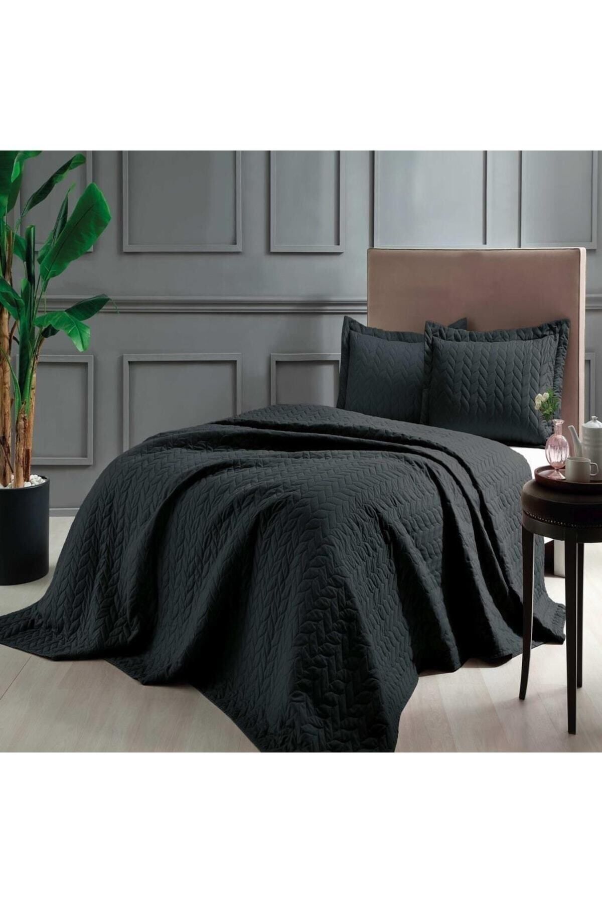 TAÇ GLORY ÇİFT KİŞİLİK YATAK ÖRTÜSÜ SİYAH