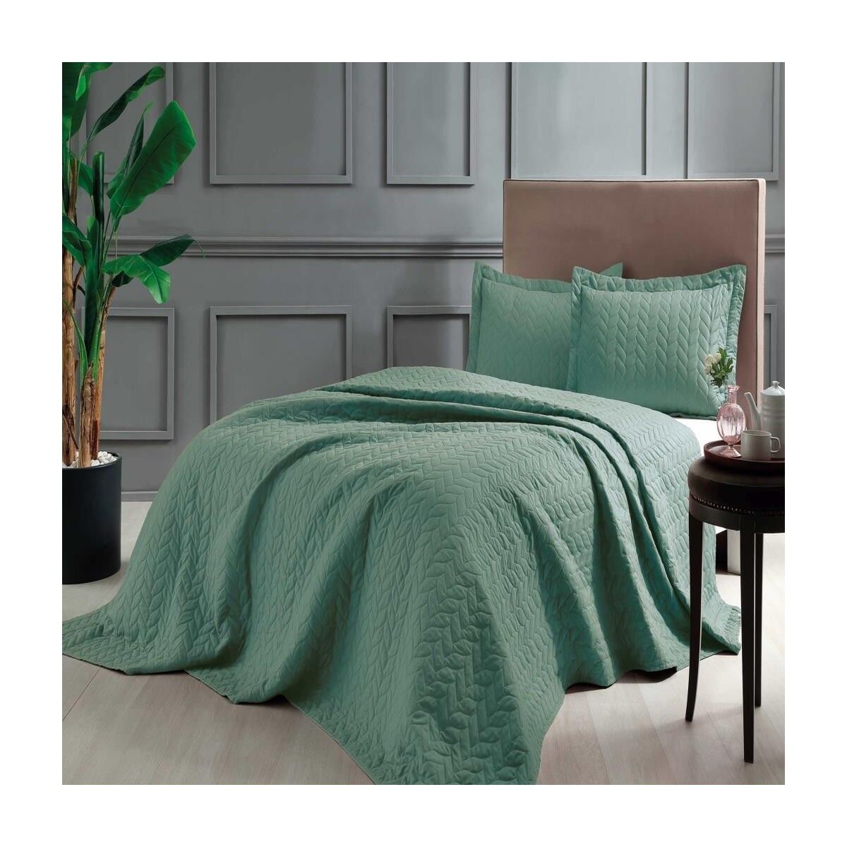 TAÇ GLORY ÇİFT KİŞİLİK YATAK ÖRTÜSÜ YEŞİL