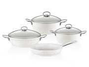 Taç 3450 Gravita Döküm 7 Parça Beyaz Tencere Seti